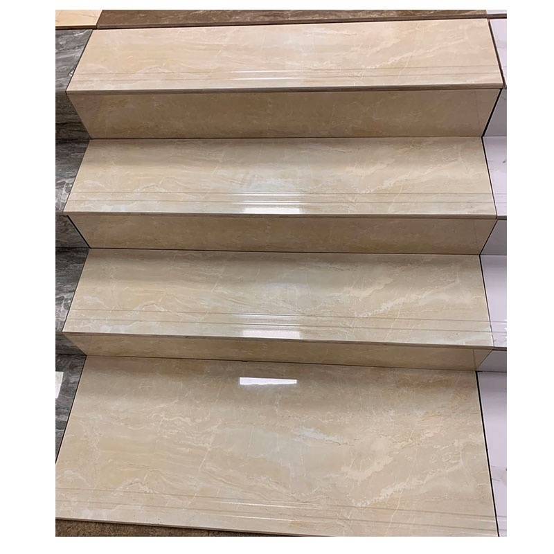 internal 470x1200 Non Slip Edge Original Groove Beige Marble Ceramic Stairs Nosing Step Tile