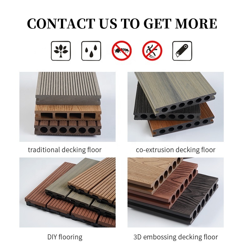 WPC Outdoor Tile 3D Embossed Wood Plastic Composite Decking for Garden