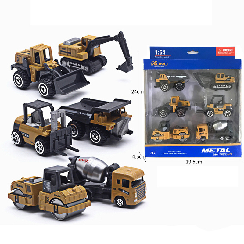 Wholesale Diecast Car Model 1:64 Engineering Vehicles Toys Diecast Truck Excavator Toy Pull Back Diecast Car Model Set