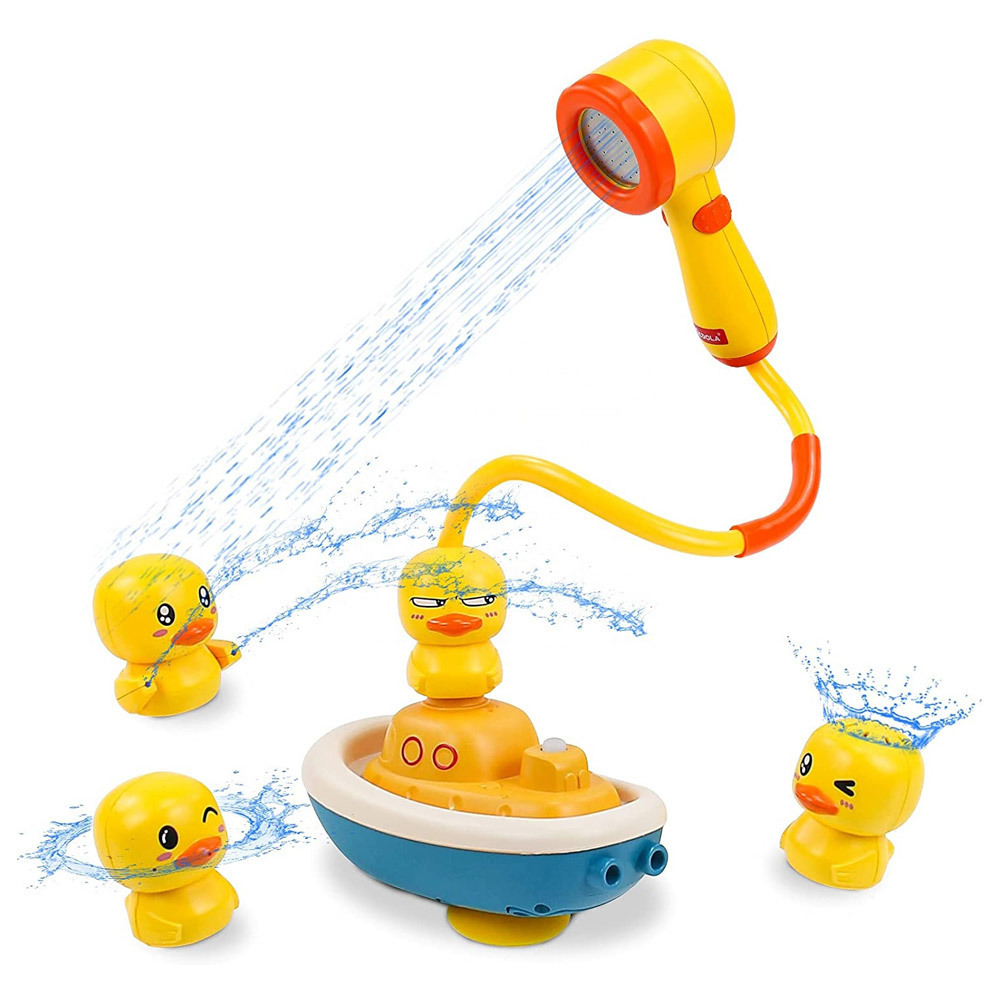 Wholesale Hot Selling Floating Bathtub Toys Sucker Electric Duck Shower Head Water Spray Duck Sprinkler Bath Toy For Kids