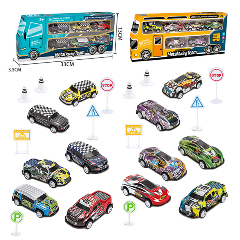 Kids Diecast Metal Small Car Alloy Racing Team Vehicles Toy Set Different Model Sliding Diecast Match Box Car Toy