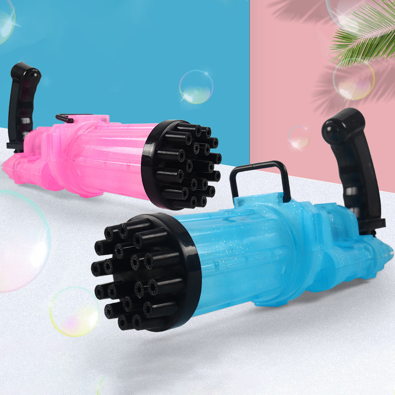 8 Holes Automatic Mega Bubble Gatling Gun 2024 Summer Outdoor Light Blowing Bubble Machine Toys Soap Bazooka Bubble Gun For Kids