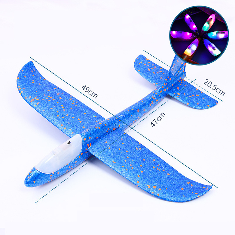 Drop Shipping 48CM Foam Big Glider Airplane Toys LED Plane Model Outdoor Throwing Foam Flying Gliders Plane Toy For Sale