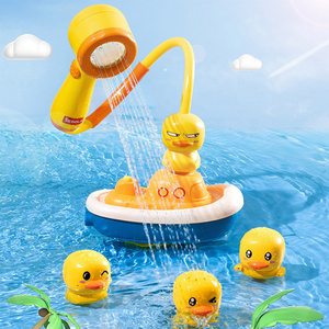 Wholesale Hot Selling Floating Bathtub Toys Sucker Electric Duck Shower Head Water Spray Duck Sprinkler Bath Toy For Kids