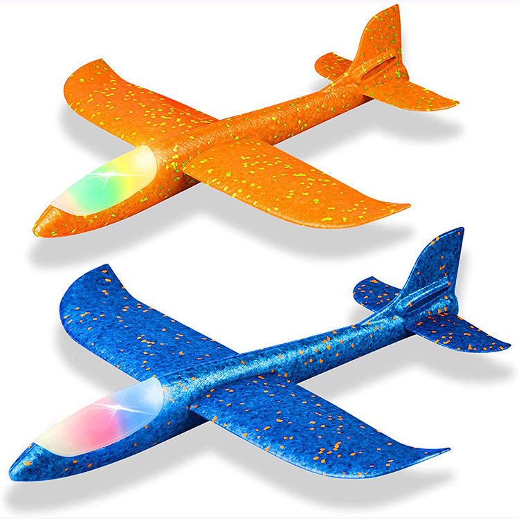 Drop Shipping 48CM Foam Big Glider Airplane Toys LED Plane Model Outdoor Throwing Foam Flying Gliders Plane Toy For Sale