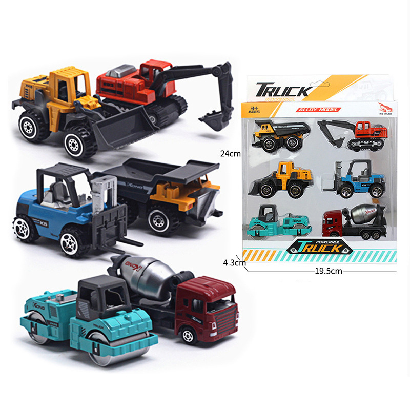 Wholesale Diecast Car Model 1:64 Engineering Vehicles Toys Diecast Truck Excavator Toy Pull Back Diecast Car Model Set