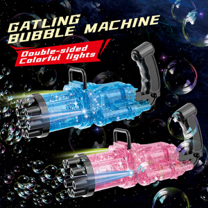 8 Holes Automatic Mega Bubble Gatling Gun 2024 Summer Outdoor Light Blowing Bubble Machine Toys Soap Bazooka Bubble Gun For Kids