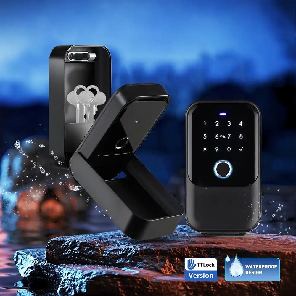 Outdoor Wall Mounted Safe key box Password Combination Electronic Digital smart fingerprint padlock