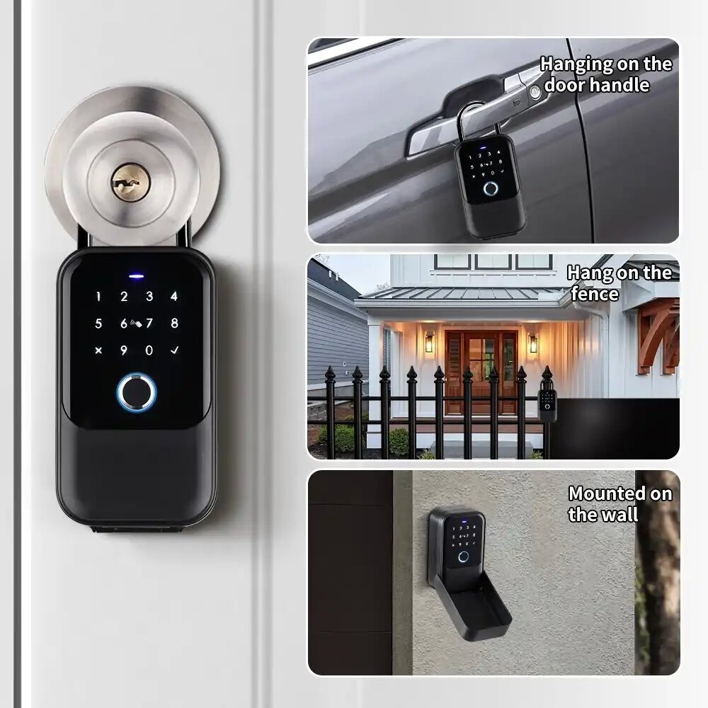 Outdoor Wall Mounted Safe key box Password Combination Electronic Digital smart fingerprint padlock