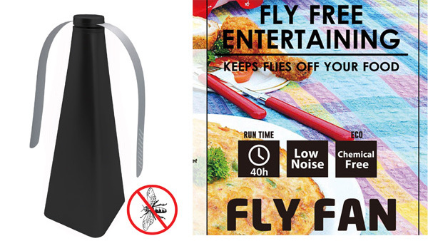 Table Black Fly Repeller with Two Blades Fly Repellent Trap Keep Flies and  from Your Food Indoor Outdoor Desktop Picnic Fan