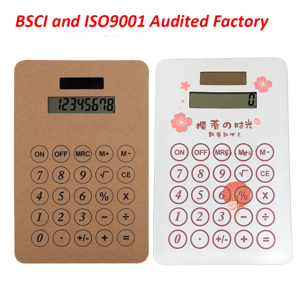 BSCI ISO9001 Big Position for Customized Logo Cartoon Printing Kraft Paper Touch Screen Mouse Pad Calculator Solar