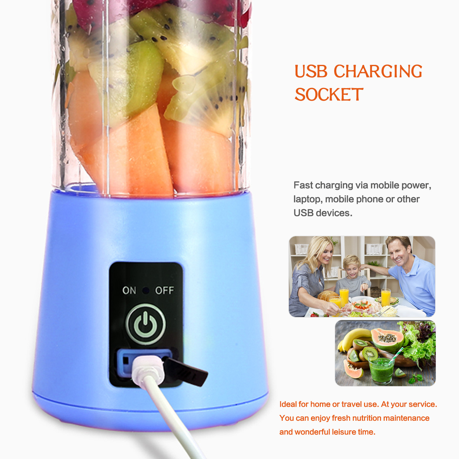 Portable Juicer Mixer Electric Mini Blender Fruit Vegetables Quick Juicing Kitchen Food Processor Fitness Travel