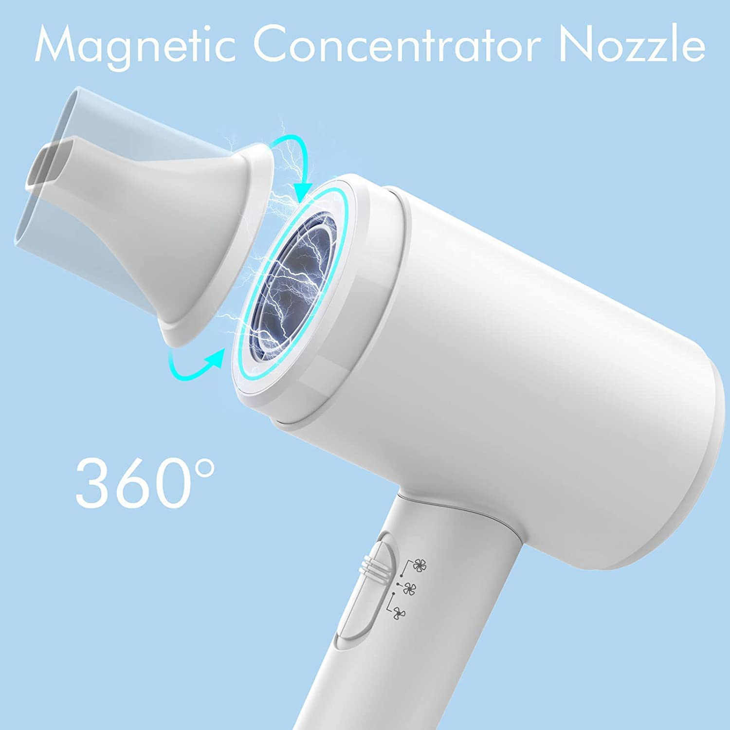 110, 000 RPM Brushless Motor Magnetic Nozzle 88W Fast Charging Battery Operated Cordless Wireless Hair Low-Heat Ionic Blow Dryer