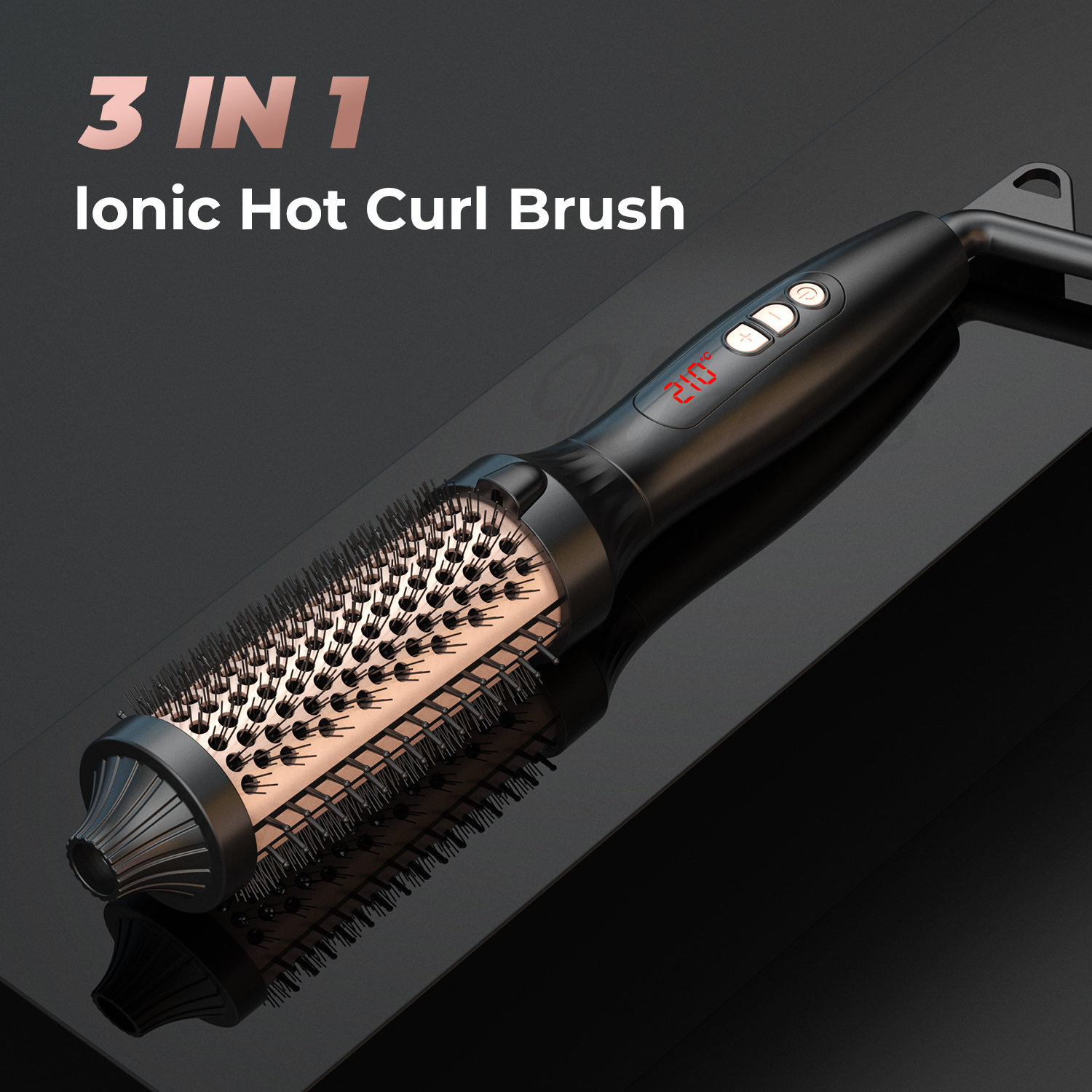 Electric Hot Hair Curling Iron Brush LCD Ceramic Salon Hair Straightener Comb 360 Rotating Wave Hair Thermal Round Brush