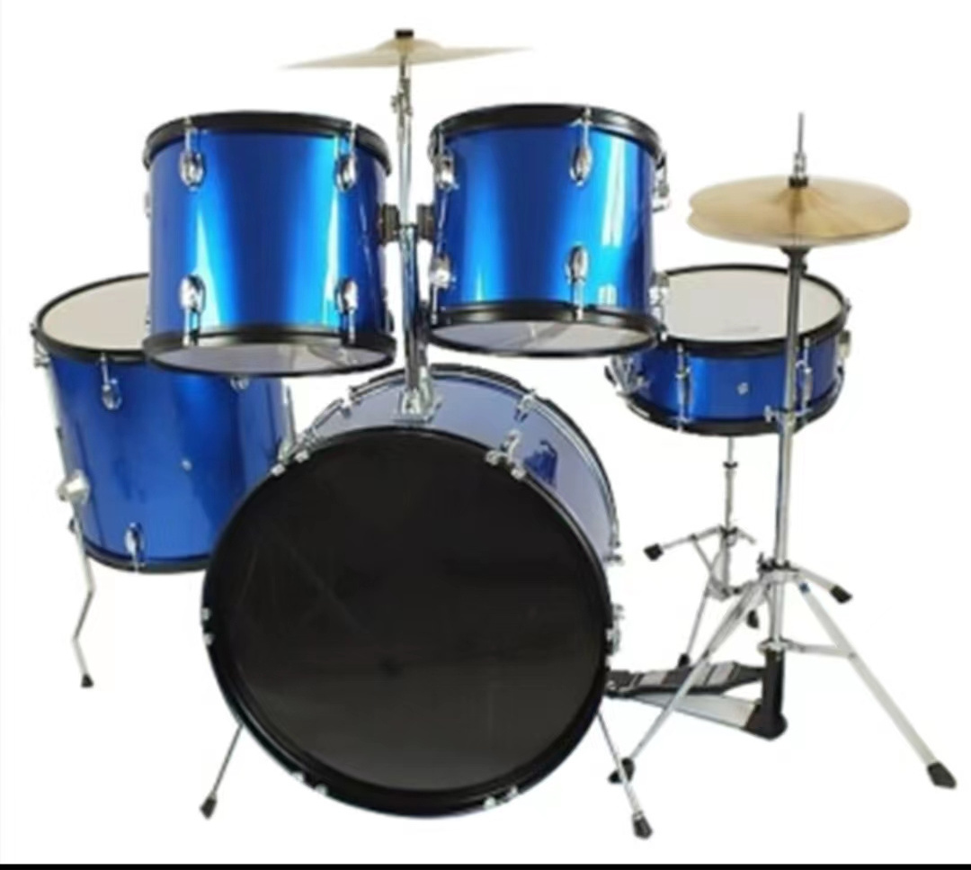 High Quality Drum Kit Musical Instrument Manufacturer Professional 5 Drums Set with Pedal Cymbals Stands Stool and Sticks