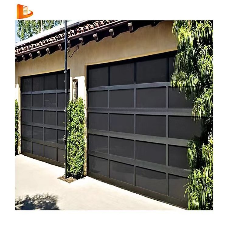 16x7 Chinese top manufacturer sectional overhead automatic frosted tempered aluminum full view plexiglass glass garage door