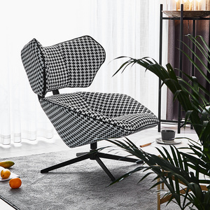 Set Designer Single-seat Houndstooth Leisure Swivel Chair Living Room Leisure Sofa Chair Fabric Snail Chair with Ottoman