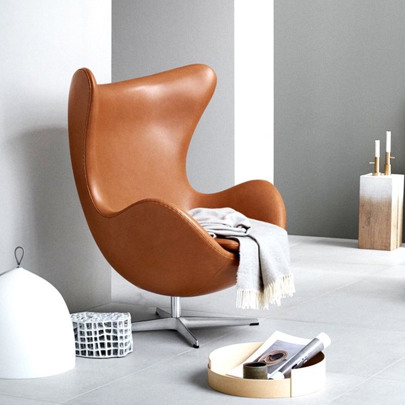 Factory Price  Modern Luxury Leather Egg Chair with footstool  Living Room  Nordic  Armchair Swivel