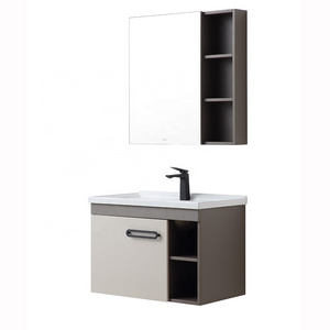 Bath furniture washbasin wood melamine bathroom cabinet vanity with medicine mirror