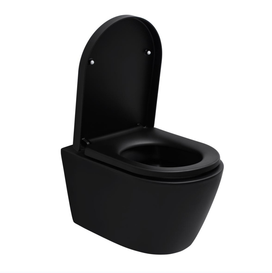 Bolina W8690 Hot selling Black Ceramic Siphon wash down Jet Flushing wall hung black color Toilet