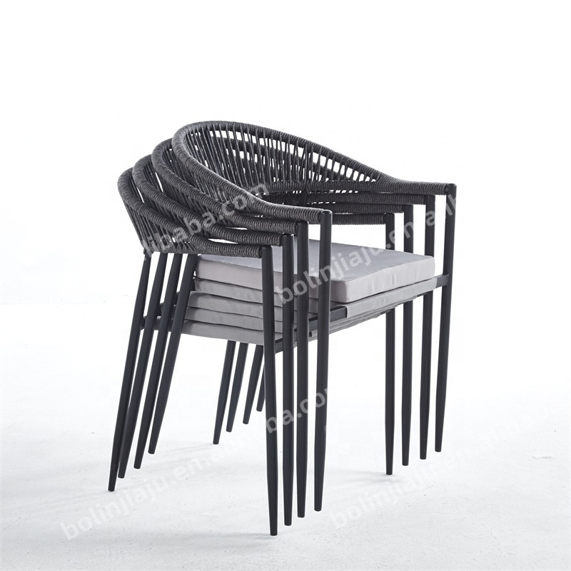 Patio Garden Furniture Outdoor Rope Weaving Arm Garden Chair Restaurant Cafe Aluminum Outdoor Dining Chair