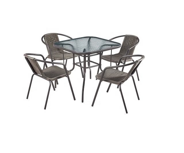 Simple Style Square Metal Bistro Set Patio Restaurant Outdoor Dinning Table Set