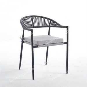 Patio Garden Furniture Outdoor Rope Weaving Arm Garden Chair Restaurant Cafe Aluminum Outdoor Dining Chair