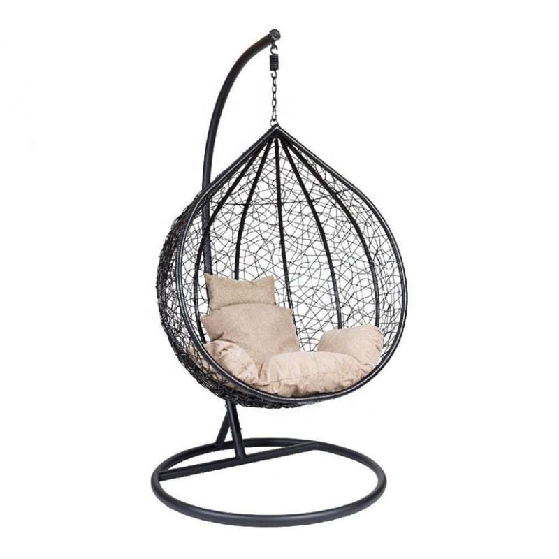 Wholesale Most Popular Single Seat Hanging Baskets Patio Hanging Rattan Swing Egg Chair With Stand