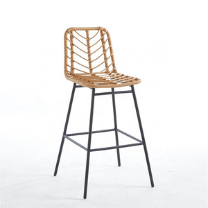 Rattan Bar Stools Wholesale Waterproof Outdoor Garden Furniture Bistro Bar Restaurant Rattan Chair