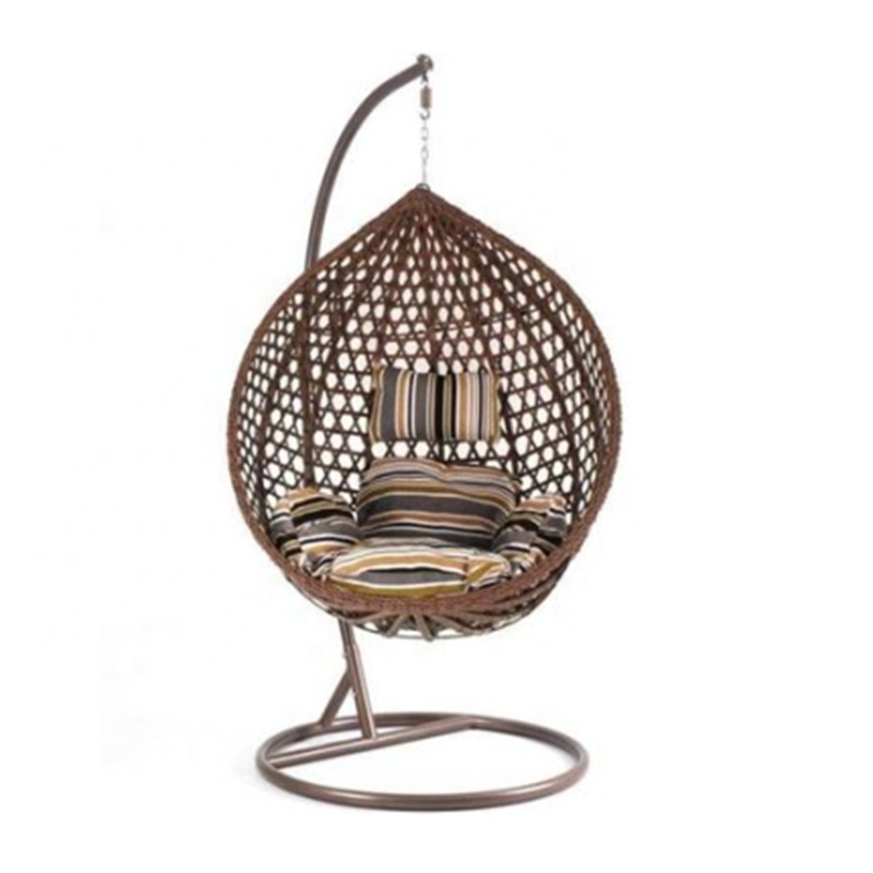 Wholesale Most Popular Single Seat Hanging Baskets Patio Hanging Rattan Swing Egg Chair With Stand