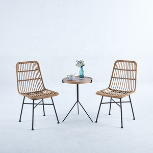 Modern Outdoor Natural High Back French Paris Bistro Rattan Tables And Chairs