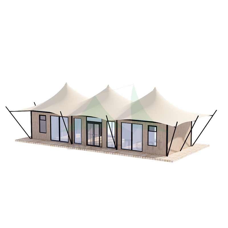 China Manufacturer Eco Lodge Glamping Tent Suites Living Resort Tent 3 Bedroom Prefabricated House