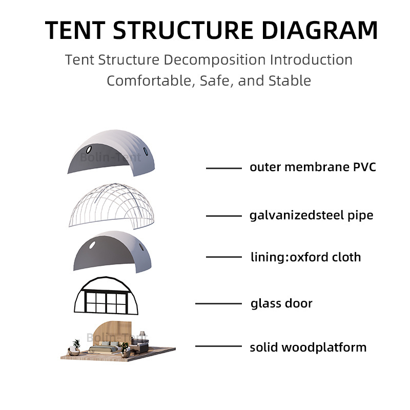 Geodesic Domes Garden Igloo Tent Supplier Solar Greenhouse Hotel Outdoor Clamping Transparent Dome Tent