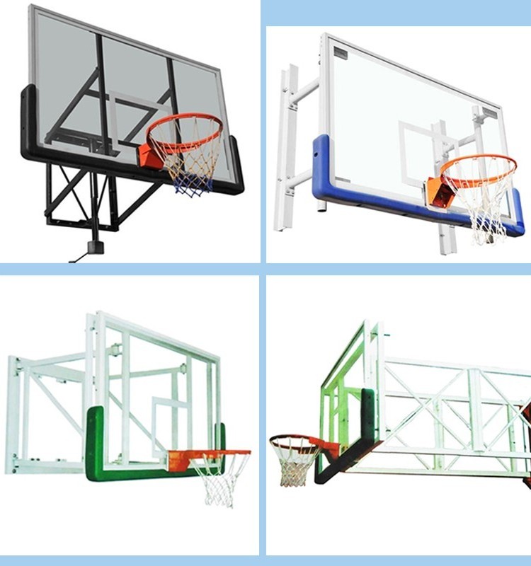 Custom Adjustable Wall Mounted Glass Basketball Backboard Hoop