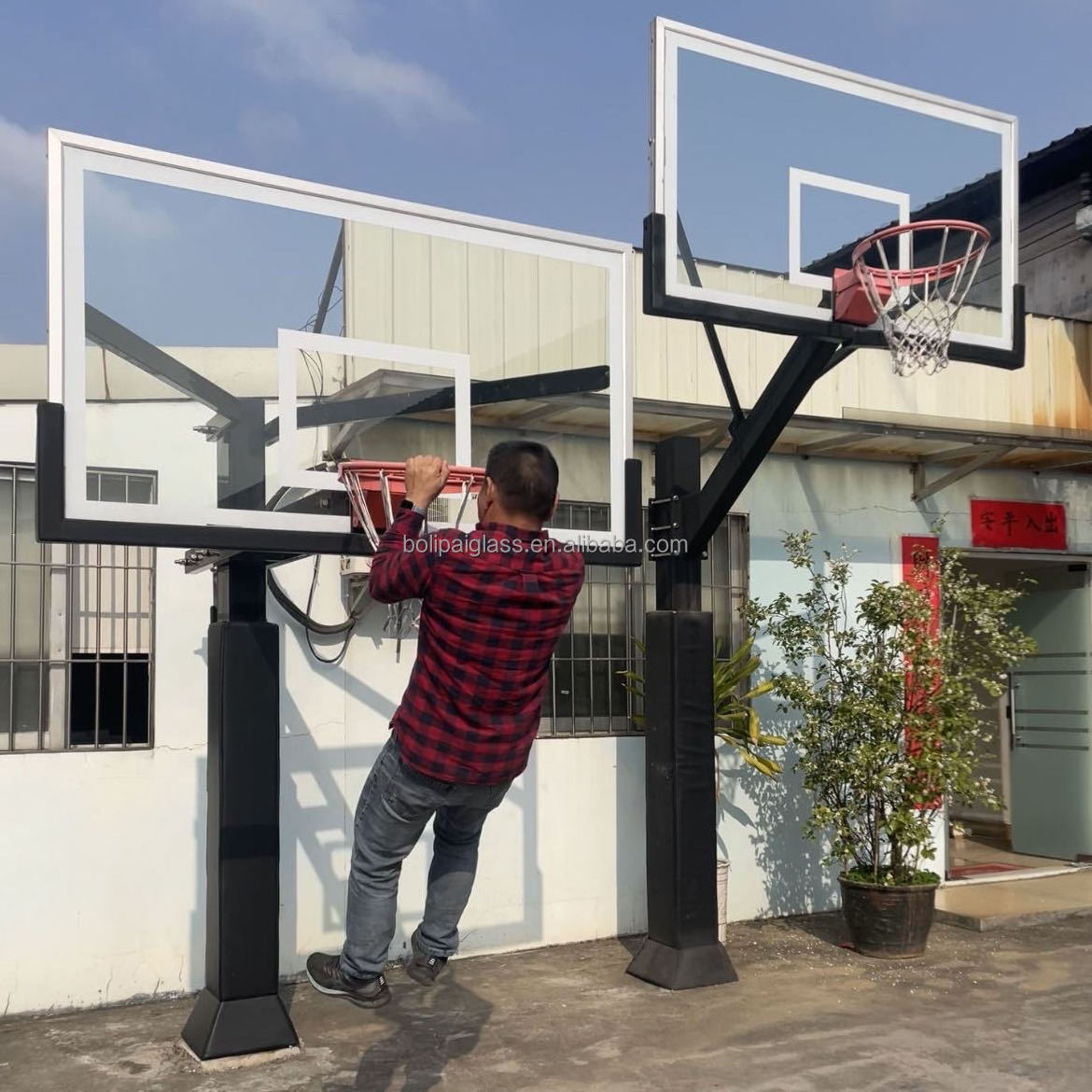 5-10ft Height Adjustable Basketball Goal Outdoor Basketball Hoop Stand with 72 Inch basketball board