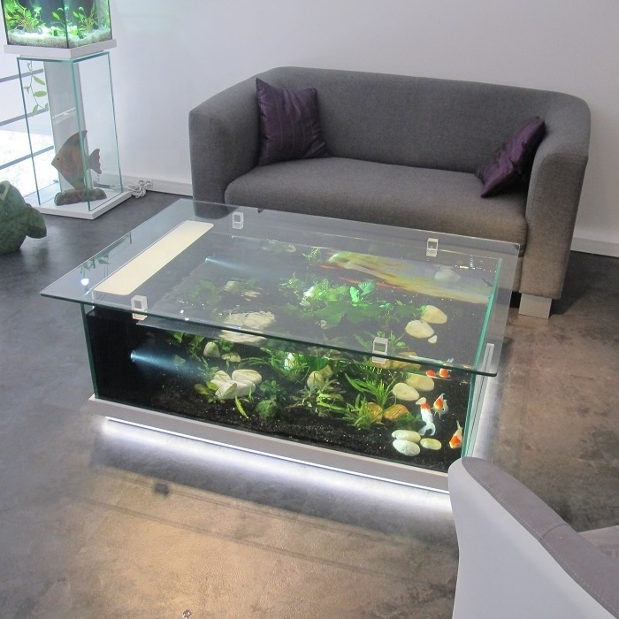 Custom awesome led fish tank coffee table aquarium table for sale