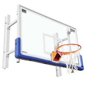 Custom Adjustable Wall Mounted Glass Basketball Backboard Hoop