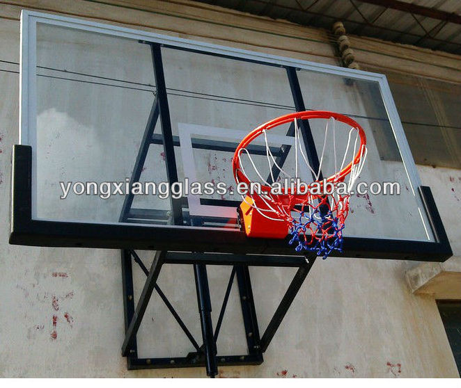 Custom Adjustable Wall Mounted Glass Basketball Backboard Hoop