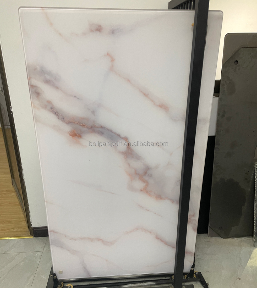 Custom UV digital print movable transparent Booth tempered frosted glass panel divider