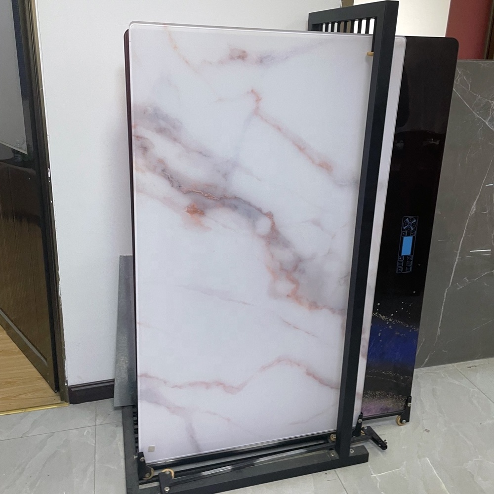 Custom UV digital print movable transparent Booth tempered frosted glass panel divider