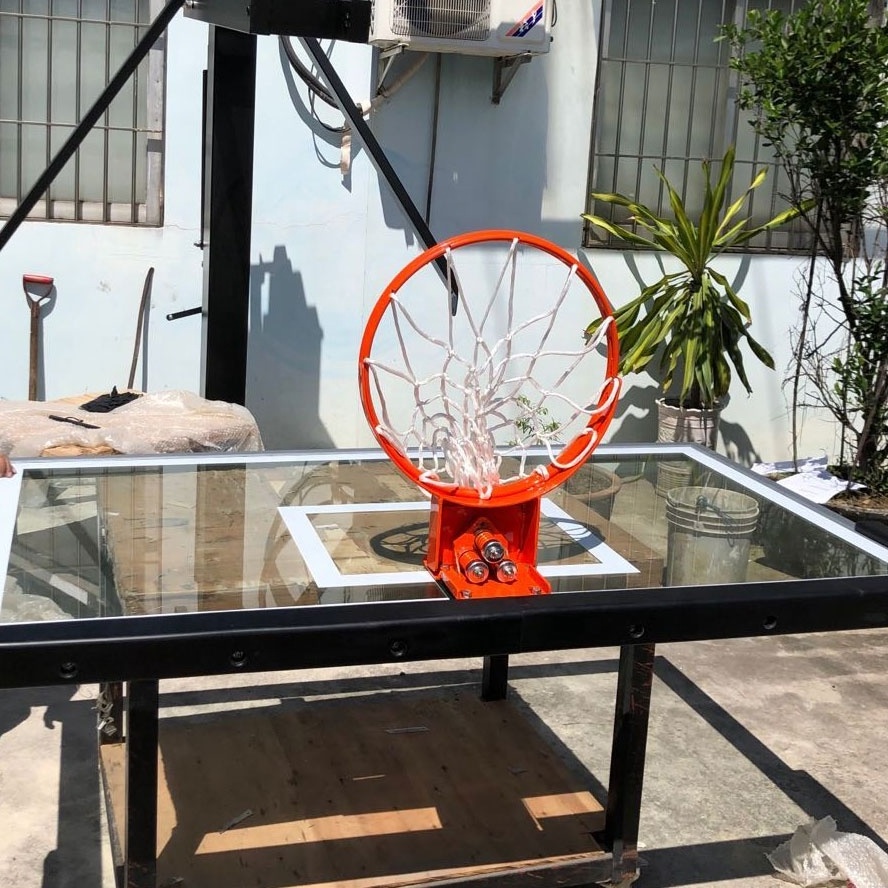 In ground used professional adjustable basketball hoops for sale tempered glass backboard