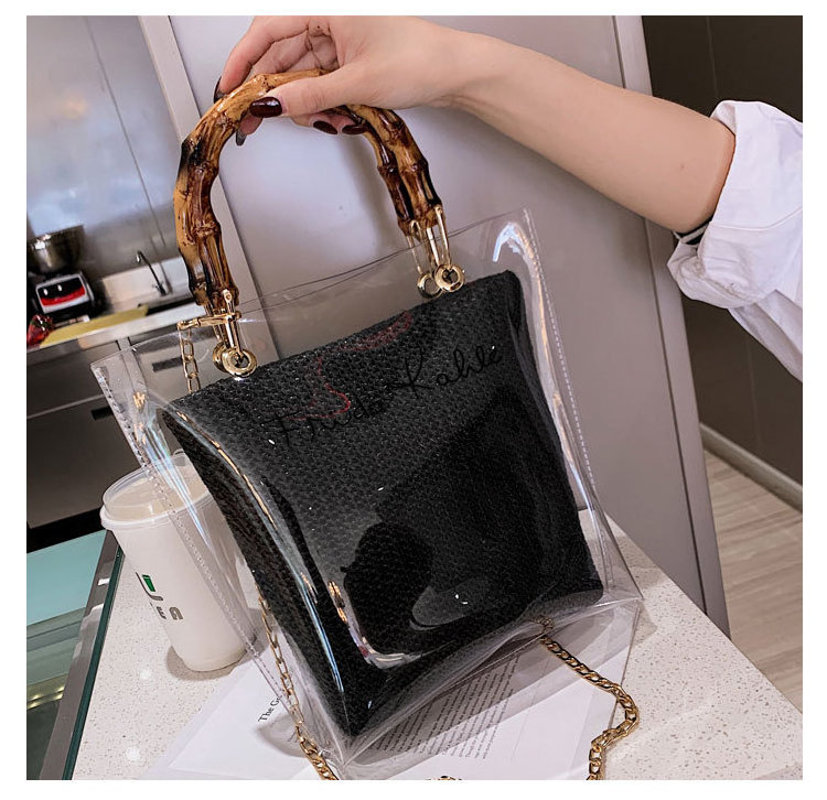 Wholesale Clear Jelly Transparent Girls Handbags 2pcs Set Hand Bag For Women Purses