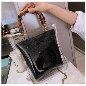 Wholesale Clear Jelly Transparent Girls Handbags 2pcs Set Hand Bag For Women Purses