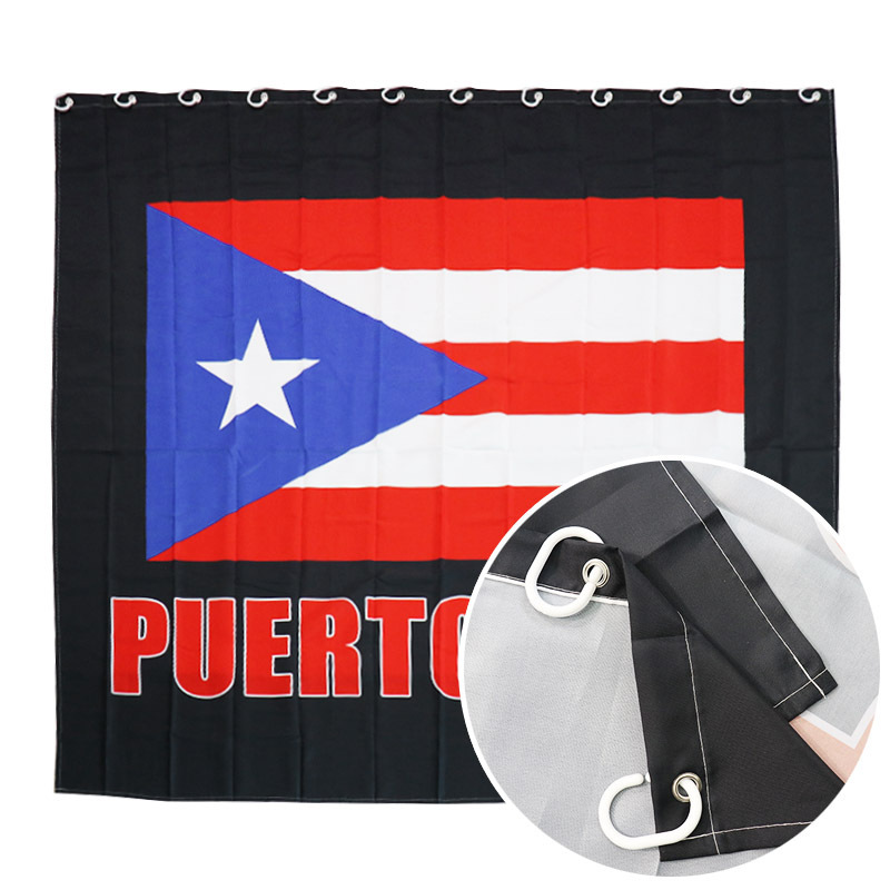 Custom Design Size 3D Digital Printing Puerto Rico Waterproof Bathroom Shower Curtain 4 Pieces Set