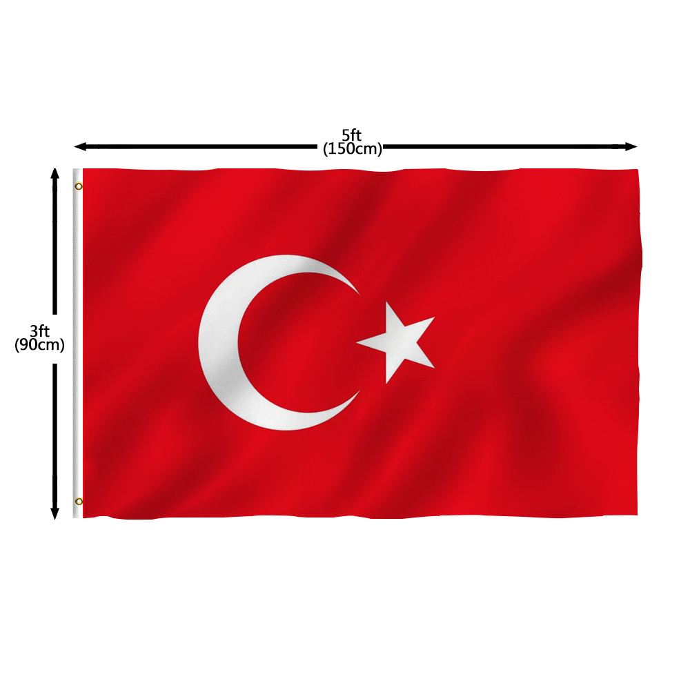 High Quality Hot Selling Directly Stock National 100% Polyester Turkey Flag