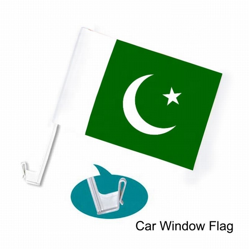 Custom logo sublimation printing polyester car flags wholesale Islam car flags cheap custom country Pakistan car window flags