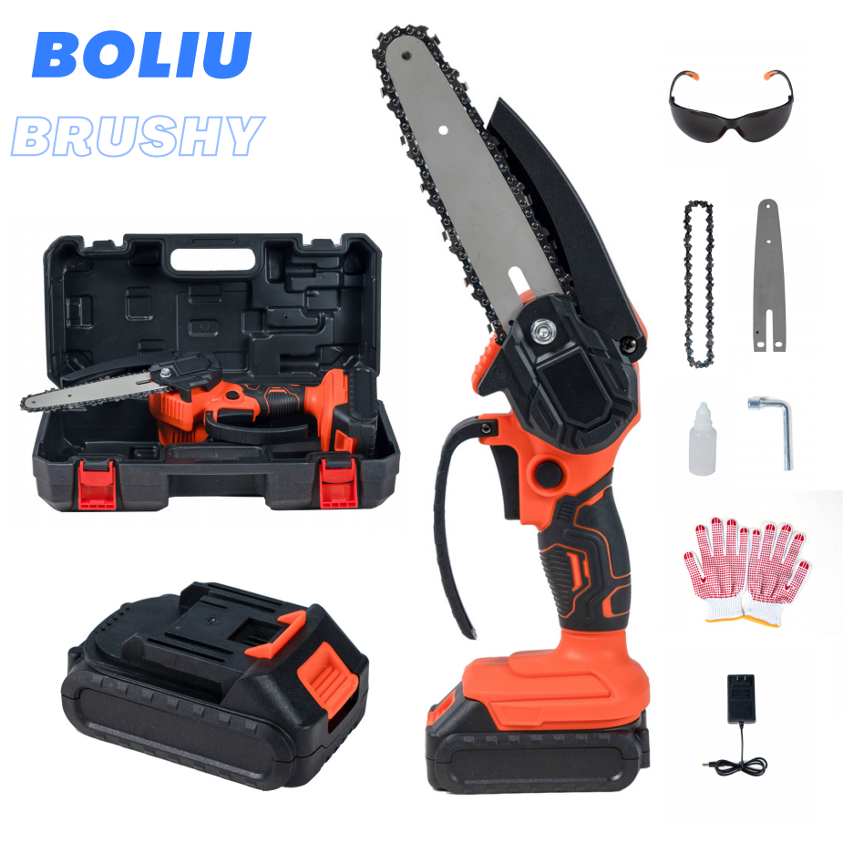 BOLIU Industrial Grade Portable Mini Chain Saw Electric Cordless Hand Pole Chainsaw 185mm Blade Diameter 21v Lithium Battery