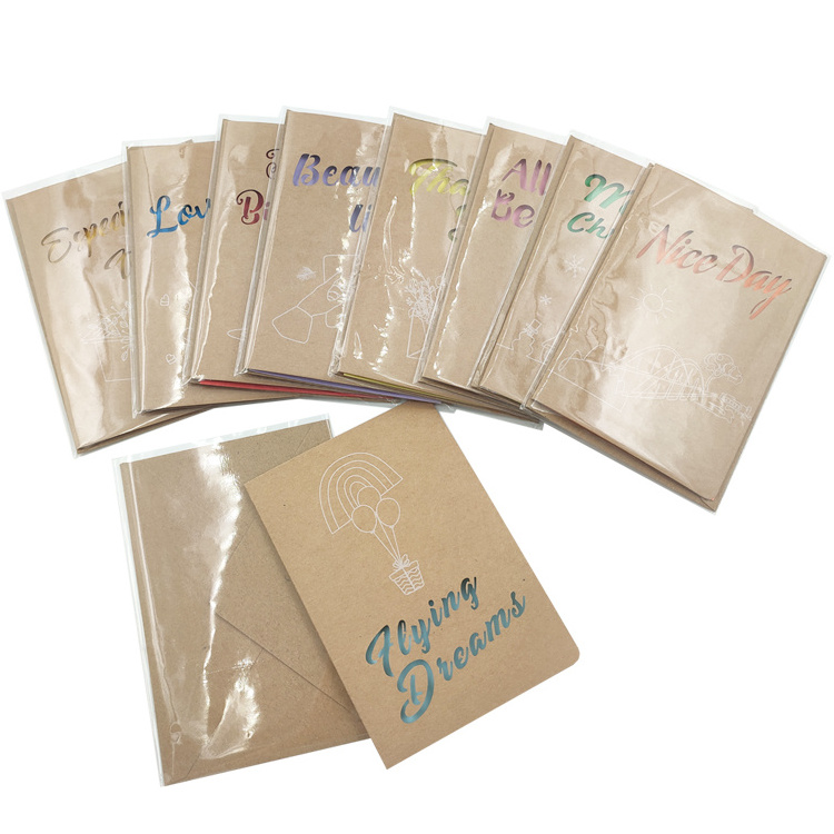 Custom Printing In Stock With Envelope Christmas Birthday Invitation Hollow Out Kraft Paper Greeting Card