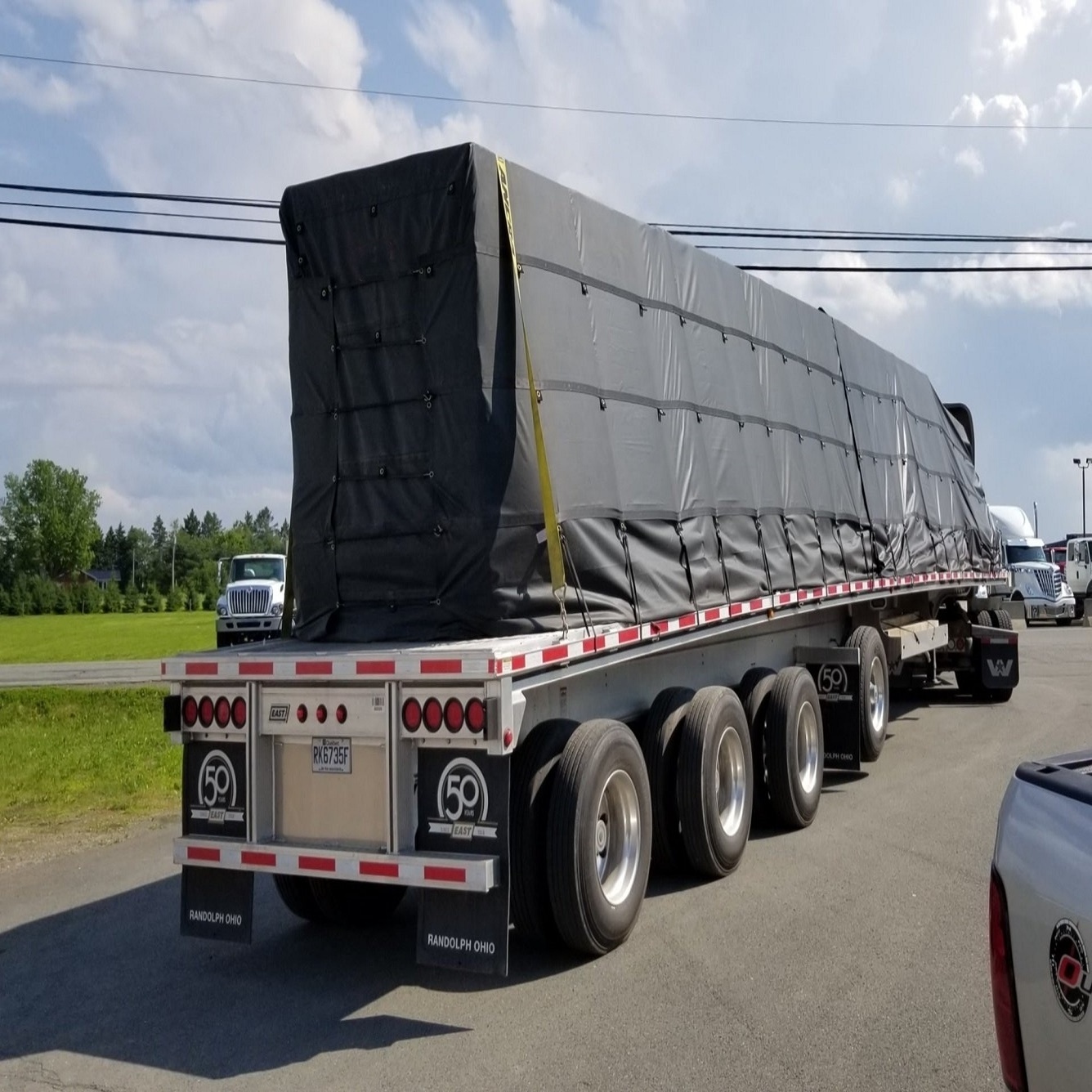 Custom Cheap Price Airbag Parachute Fabric Ultra Light Lumber Tarp 24' x 27 ' (8' Drop) Lightweight Flatbed Truck Trailer Tarps