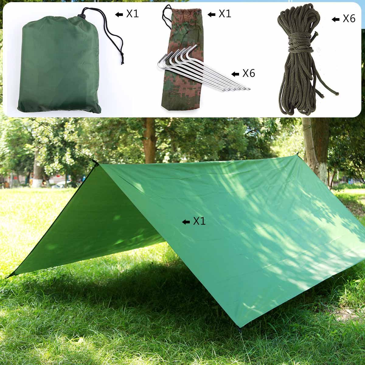 Top Quality 10X10FT Fly Tent Tarp Picnic Mat Camping Tarp Tent and  2 Person Hammock Tarp Tent Manufacturer